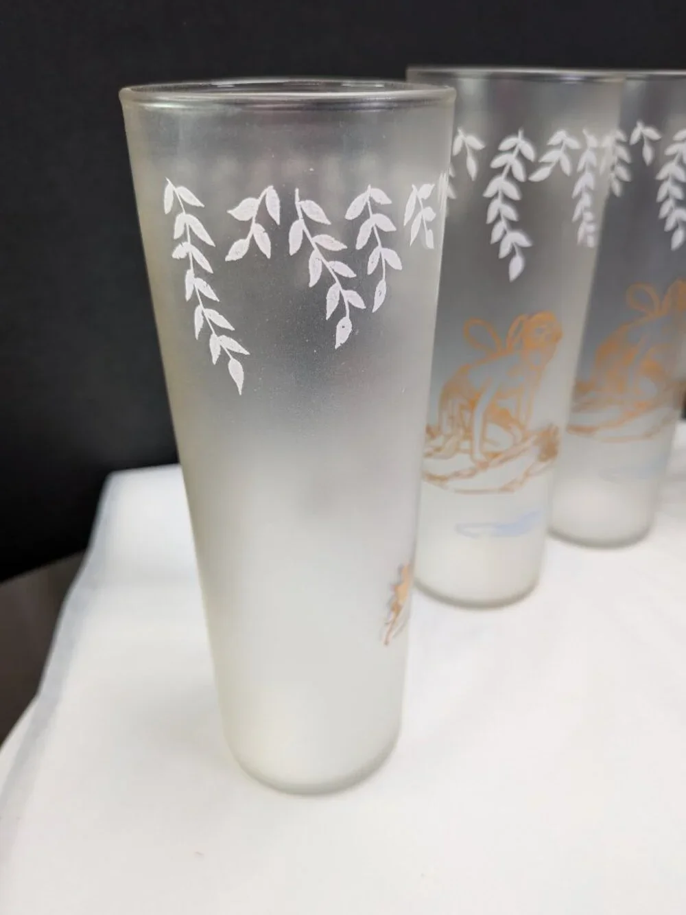 Vintage Libbey White Rock Psyche Fairy Glasses Set 6 Fairycore 50s